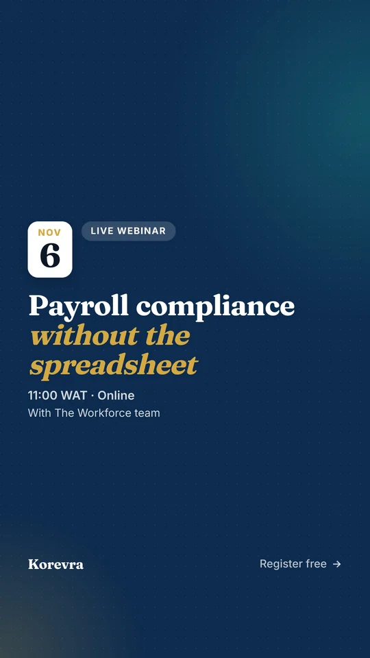 Example story creative for a live webinar on 6 November: Payroll compliance without the spreadsheet.